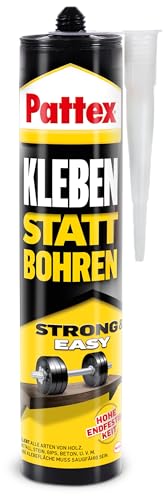 Pattex Kleben statt Bohren Weiß, Montagekleber mit hoher Endfestigkeit, Baukleber für alle Materialien, Universalkleber Strong & Easy, Kartusche 1 x 400 g von Pattex