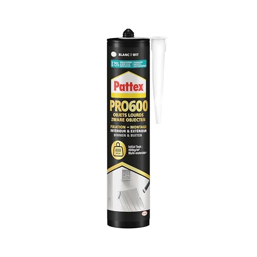 Pattex PL Premium Befestigung weiß, starker Kleber innen & außen, starker Fixierkleber mit starker Haftung, für alle Materialien mit sofortiger Haftung, Kartusche 460 g von Pattex