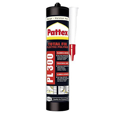 Pattex Montagekleber PL300, Dichtstoff für draußen und innen, Für hochelastische, starke Verklebungen durch FlexTec Polymer Formel, Beige, 300g Kartusche von Pattex