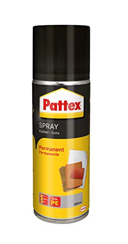 Pattex Sprühkleber Power Spray Permanent, lösemittelhaltiger Sprühklebstoff für schnelle und dauerhafte Verklebungen, farblos, 1x 200ml Dose von Pattex