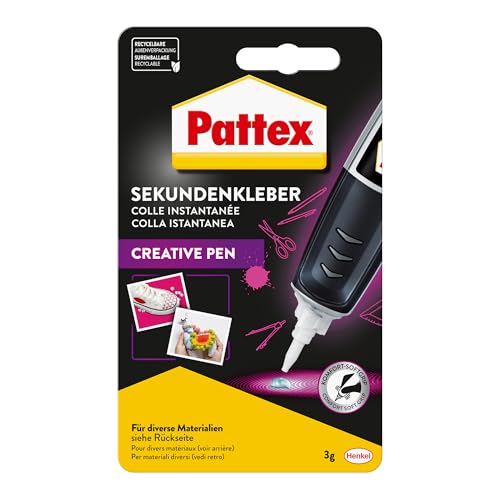 Pattex Creative Pen, Sekundenkleber extra stark und präzise für punktgenaues Dosieren, Superkleber Stift für Materialien wie Holz, Gummi und Porzellan, 1 x 3g Pattex Creative Pen, Sekundenkleber extra stark und präzise für punktgenaues Dosieren, Superkleber Stift für Materialien wie Holz, Gummi und Porzellan, 1 x 3g von Pattex