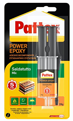 Pattex Power 'SALDATUTTO Mix' 2 K, transparent, von schnell aushärtend. Ideal für die schwierigen Schweißen von Materialien wie Glas, Porzellan, Keramik, Metalle, Holz und meisten der Kunststoffe. von Pattex