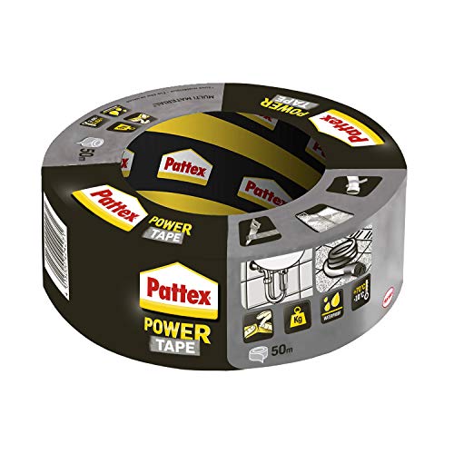 Pattex Power Tape, extra starkes Gewebeband für Reparaturen und schwere Lasten, Duct Tape für fast alle Oberflächen, wasserdichtes Klebeband, silber, 1-er Pack, 50m x 50mm von Pattex