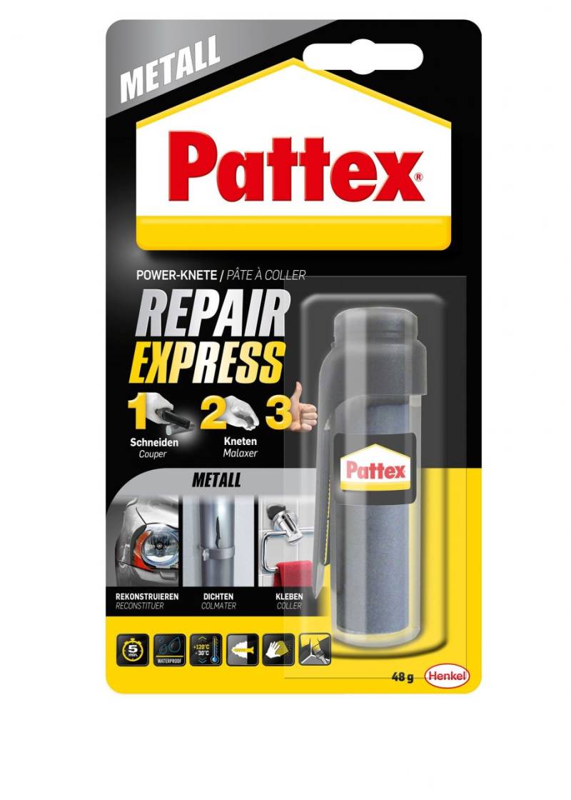 Pattex Repair Express Metall Powerknete 48 g, metallfarben von Pattex