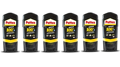 Pattex Repair 100% Alleskleber, starker Kleber für den Innen- und Außenbereich, Klebstoff zur Reparatur für verschiedene Materialien, 6x50g Transparent von Pattex