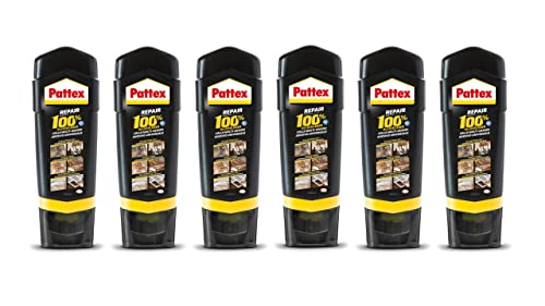 Pattex Repair 100% Alleskleber, starker Kleber für den Innen- und Außenbereich, Klebstoff zur Reparatur verschiedene Materialien, 6x100g, Transparent, 6 Stück von Pattex