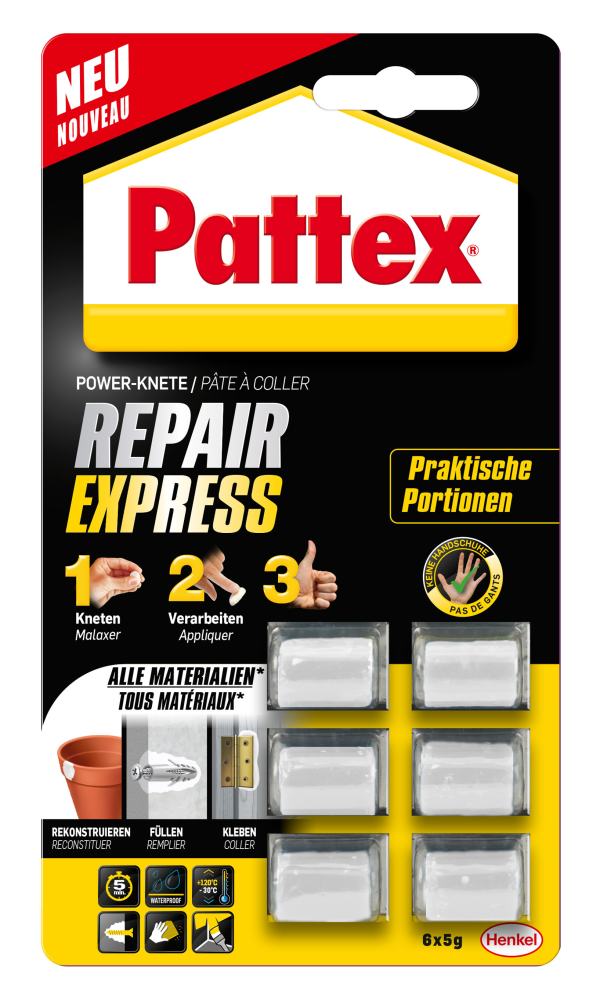Pattex Epoxidharzkleber Powerknete Repair Express 6 x 5 g, weiß von Pattex