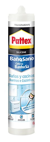 Pattex Sano Badezimmer, Silikon, Anti-Schimmel, wasserdicht, transparent, langlebig, Silikon für Küche und Bad, strapazierfähiges Sanitär-Silikon, 1 Kartusche x 280 ml von Pattex