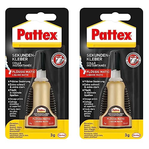 Pattex Sekundenkleber Control, 3 g Flüssigkleber für extra schnelle, starke und flexible Sofortreparaturen im Haushalt, spülmaschinenresistent (Packung mit 2) von Pattex