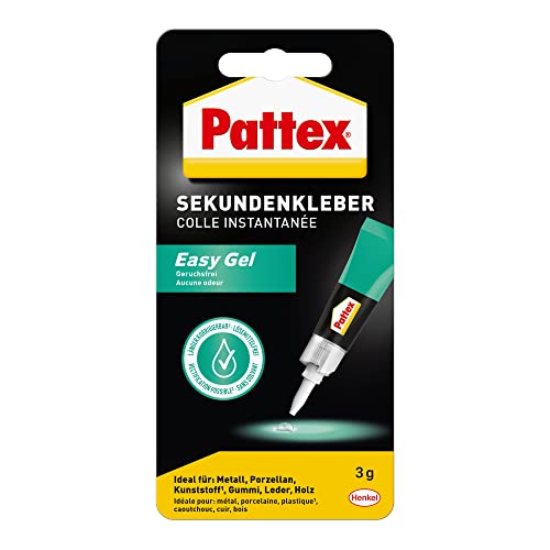 Pattex Sekundenkleber Easy Gel, für Sofortreperaturen im Innen- und Außenbereich, korrigierbar und Gelförmig, 1x3g von Pattex