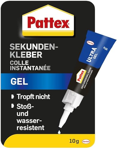 Pattex Sekundenkleber Ultra Gel, extra starker & flexibler Superkleber, stoß- & wasserresistentes Sekundenkleber Gel für z. B. Gummi, Leder, Holz, 1 x 10g von Pattex