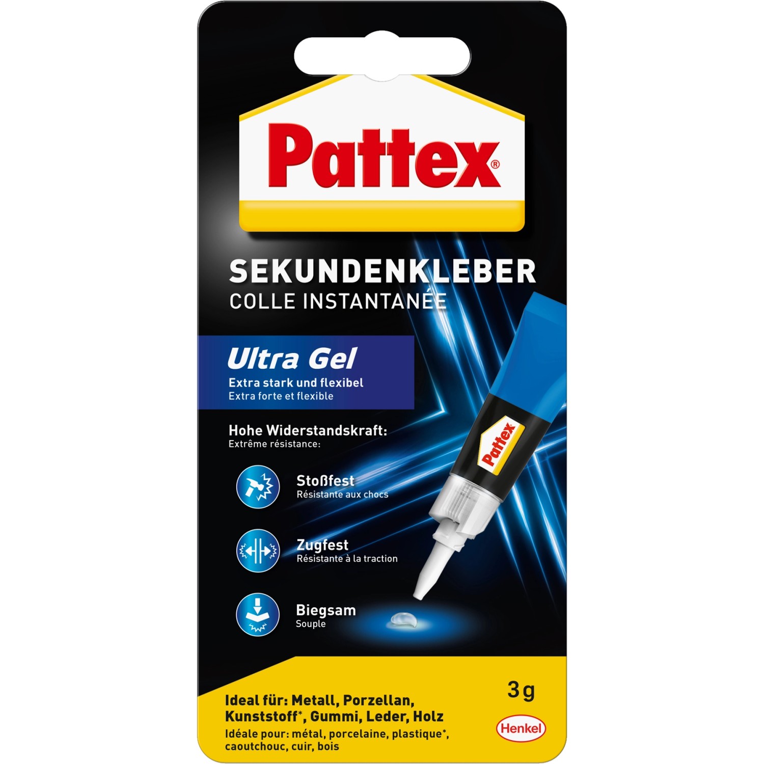 Pattex Sekundenkleber Ultra Gel flexibler Alleskleber 3g von Pattex