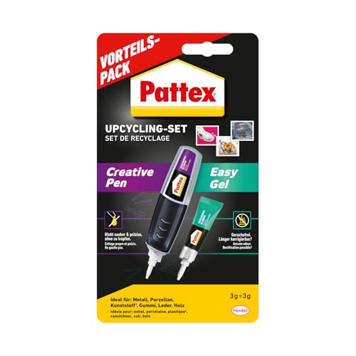 Pattex Sekundenkleber Upcycling-Set, 2-er-Set bestehend aus Pattex Creative Pen (3g) und Pattex Power Easy Gel (3g), Superkleber für schnelle Reparaturen und kreative DIY-Projekte zu Hause von Pattex