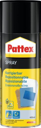 Pattex Sprühkleber Power Spray korrigierbar, lösemittelhaltiger Sprühklebstoff für schnelle und dauerhafte Verklebungen, farblos, 1x 400ml Dose von Pattex