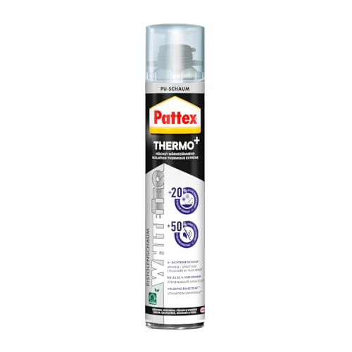 Pattex White Line Pistolenschaum, reinweißer PU Schaum zum Füllen, Dämmen, Ausschäumen und Isolieren, Montageschaum mit hoher Wärme- und Schalldämmung, 1x750ml Dose von Pattex