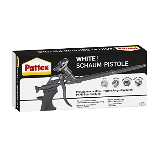 Pattex White Schaum-Pistole, Kartuschenpistole für Pistolenschaum und -reiniger, Bauschaumpistole für exaktes Dosieren, Schaumpistole mit PTFE-Beschichtung, schwarz von Pattex