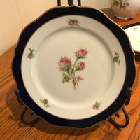 Seltene Vintage Lindner Handarbeit W. Germany Zwei Salatteller 7 1/2" Moosrose Baronesse Echt Kobalt 22K Gold Borte Kueps Bavaria Porzellan von PattisVintageStuff