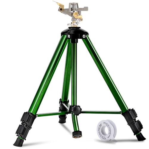 Pattiumo Sprinkler für Hof, 360°-Stativ-Sprinkler für große Fläche, 1,9 cm Anschluss, Rasensprenger, verstellbare Höhe 40,6–94 cm, Wassersprinkler für Rasen/Garten/Terrasse, 1 Stück von Pattiumo