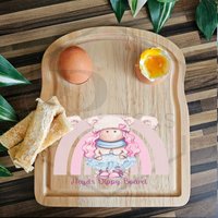 Personalisiertes Frühstücksbrett | Regenbogen Dippy Brett Einzigartiges Frühstücksteller Ei Und Toastbrett Kinder von PattonscraftsNIShop