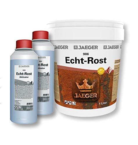 Jaeger Echt-Rost Farbe mit Eisenpartikeln (1,0 L Grundfarbe + 2 x 250 ml Aktivator) von Paul Jaeger GmbH & Co. KG