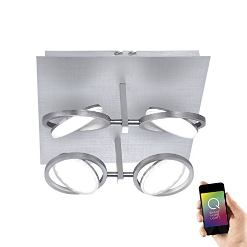 LED-Deckenleuchte Q-ORBIT Deckenlampe 4 flammig Smart-Home CCT 1600 Lumen inkl. Fernbedienung 2700-5000 Kelvin dimmbar warmweiß tageslichtweiß Lampenspot schwenkbar quadratisch 17w Spot Deckenspot von Paul Neuhaus