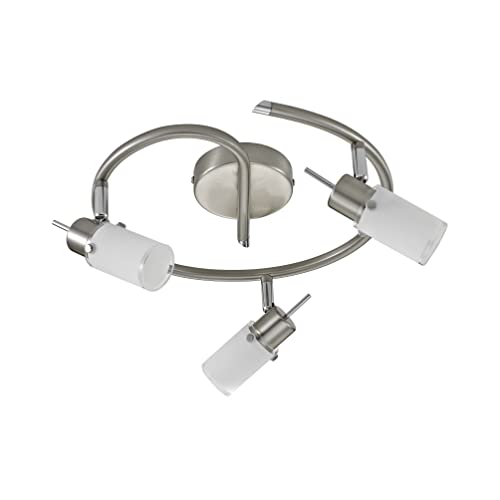 LeuchtenDirekt LED Deckenrondell MAX LED, silber, 3xGU10/4W/3000K, Innenleuchte, IP20, Glas teillackiert, Leuchtmittel wechselbar, dreh- und schwenkbar, 11933-55 von Paul Neuhaus