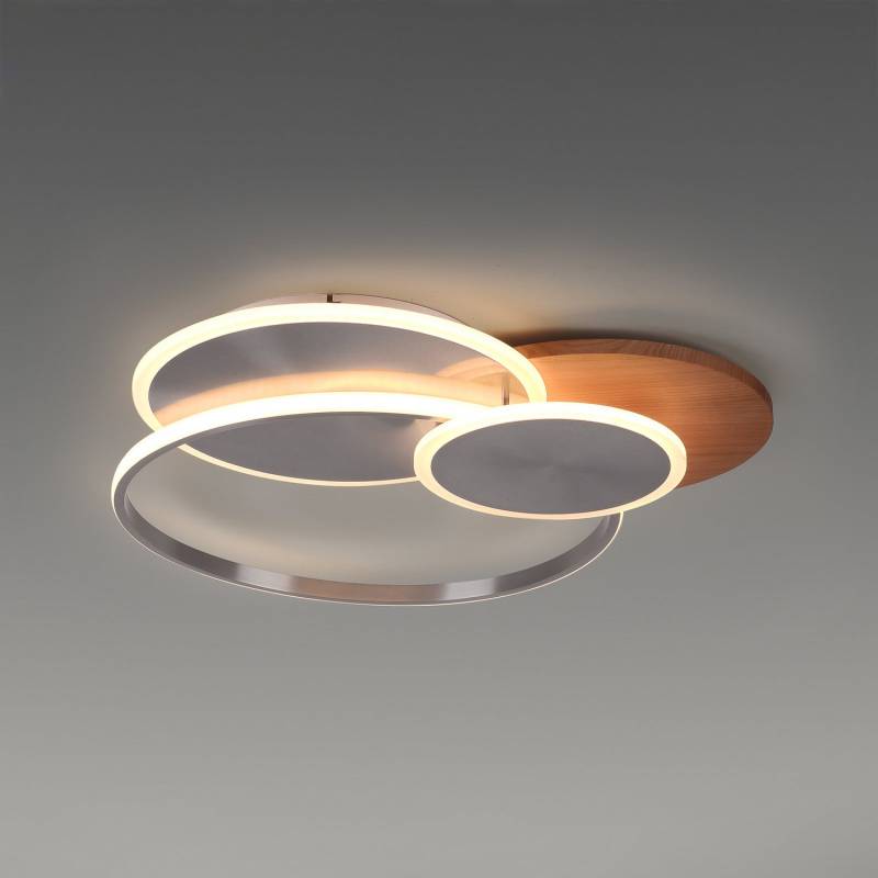Palma LED-Deckenlampe Deckenlampe Lampe Leuchte 50 Watt Holz silber weiß von Paul Neuhaus