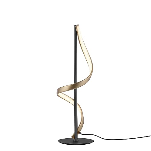 Paul Neuhaus LED Leuchte Q-Swing Smart Home, dimmbar warmweiß – kaltweiß, Alexa kompatibel, Fernbedienung, geschwungenes Design (Tischleuchte, Anthrazit/Messing) von Paul Neuhaus