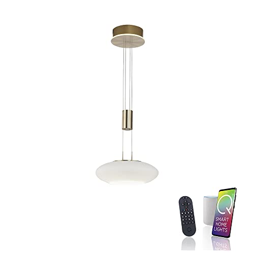 Paul Neuhaus LED Pendelleuchte aus Glas, Q Etienne Smart Home, CCT Lichttemperaturwechsel, höhenverstellbar, Fernbedienung… von Paul Neuhaus