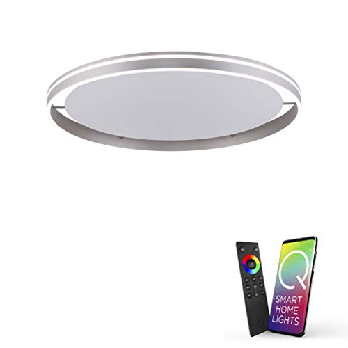 Paul Neuhaus Q-VITO LED Deckenleuchte, Works with Alexa - Smart Home, Fernbedienung CCT warmweiß – kaltweiß (79,4cm Silber) von Paul Neuhaus