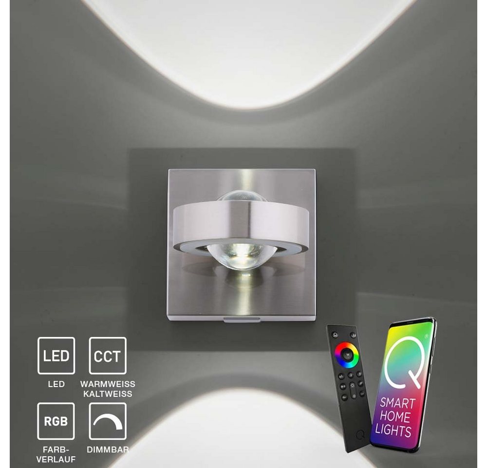 Paul Neuhaus Smarte LED-Leuchte LED Wandlampe Q - MIA Smart Home, Smart Home, CCT-Farbtemperaturregelung, RGB-Farbwechsel, mit Leuchtmittel, Up+Down Lichteffekt RBG Farbwechsel Fernbedienung von Paul Neuhaus