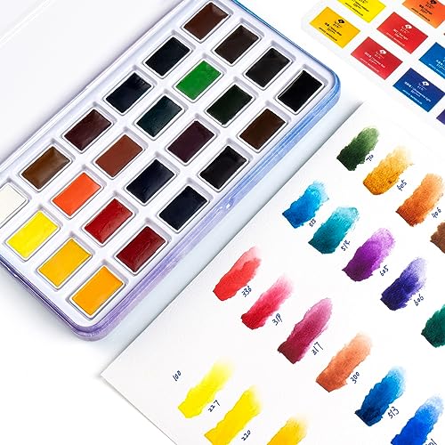 Paul Rubens Aquarellfarben Set, Caroline Aquarell 24 Farben Studenten Grade Feste Farben, ungiftige Farbe mit Einer blauen mentalen Box, Geeignet für, Künstler und Anfänger von Paul Rubens