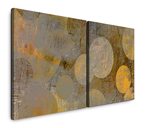 Paul Sinus Art GmbH Abstraktes Gemälde 120x60cm - 2 Wandbilder je 60x60cm Kunstdruck modern Wandbilder XXL Wanddekoration Design Wand Bild von Sinus Art