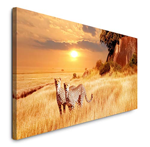 Paul Sinus Art GmbH Afrikanische Landschaft 120x 50cm Panorama Leinwand Bild XXL Format Wandbilder Wohnzimmer Wohnung Deko Kunstdrucke von Sinus Art