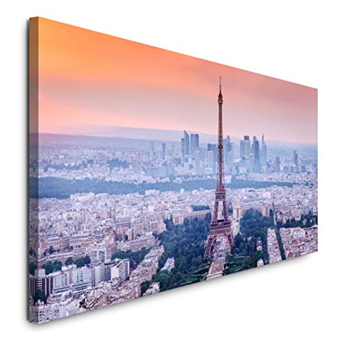 Paul Sinus Art GmbH Eiffelturm in Paris 120x 50cm Panorama Leinwand Bild XXL Format Wandbilder Wohnzimmer Wohnung Deko Kunstdrucke von Paul Sinus Art GmbH