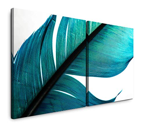 Paul Sinus Art GmbH Feder 120x60cm - 2 Wandbilder je 60x60cm Kunstdruck modern Wandbilder XXL Wanddekoration Design Wand Bild von Paul Sinus Art GmbH