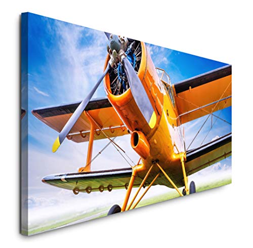 Paul Sinus Art GmbH Flugzeug 120x 50cm Panorama Leinwand Bild XXL Format Wandbilder Wohnzimmer Wohnung Deko Kunstdrucke von Paul Sinus Art GmbH