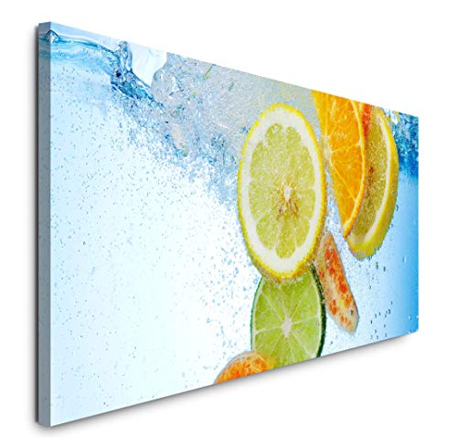 Paul Sinus Art GmbH Früchte im Wasser 120x 50cm Panorama Leinwand Bild XXL Format Wandbilder Wohnzimmer Wohnung Deko Kunstdrucke von Paul Sinus Art GmbH