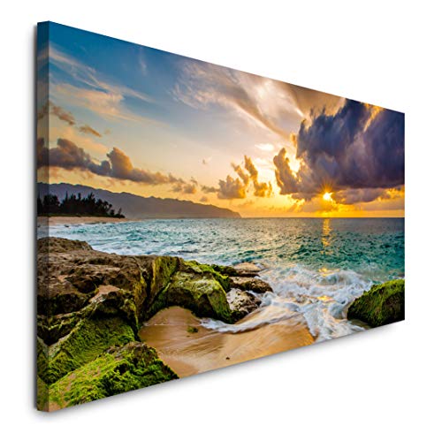 Paul Sinus Art GmbH Hawaii Küstenlandschaft 120x 50cm Panorama Leinwand Bild XXL Format Wandbilder Wohnzimmer Wohnung Deko Kunstdrucke von Paul Sinus Art GmbH