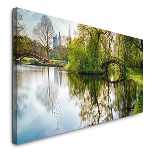 Paul Sinus Art GmbH Johannapark in Leipzig 120x 50cm Panorama Leinwand Bild XXL Format Wandbilder Wohnzimmer Wohnung Deko Kunstdrucke von Sinus Art