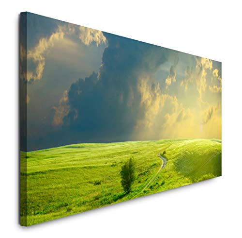 Paul Sinus Art GmbH Landschaft mit Wolken 120x 50cm Panorama Leinwand Bild XXL Format Wandbilder Wohnzimmer Wohnung Deko Kunstdrucke von Paul Sinus Art GmbH