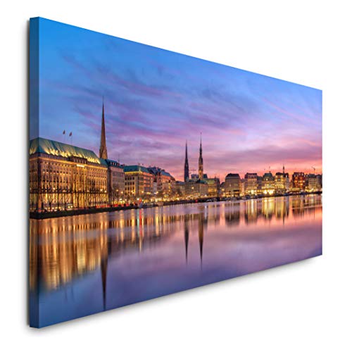 Paul Sinus Art GmbH Panorama Hamburg 120x 50cm Panorama Leinwand Bild XXL Format Wandbilder Wohnzimmer Wohnung Deko Kunstdrucke von Paul Sinus Art GmbH