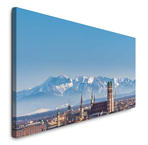 Paul Sinus Art GmbH Panorama von München 120x 50cm Panorama Leinwand Bild XXL Format Wandbilder Wohnzimmer Wohnung Deko Kunstdrucke von Paul Sinus Art GmbH