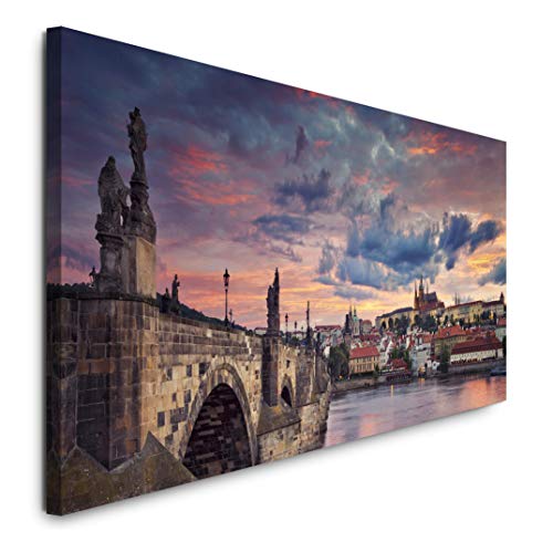 Paul Sinus Art GmbH Prag Skyline 120x 50cm Panorama Leinwand Bild XXL Format Wandbilder Wohnzimmer Wohnung Deko Kunstdrucke von Paul Sinus Art GmbH