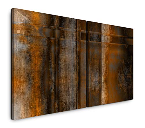 Paul Sinus Art GmbH Rostoptik 120x60cm - 2 Wandbilder je 60x60cm Kunstdruck modern Wandbilder XXL von Sinus Art