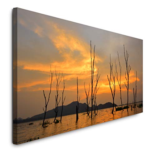 Paul Sinus Art GmbH Sonnenuntergang 120x 50cm Panorama Leinwand Bild XXL Format Wandbilder Wohnzimmer Wohnung Deko Kunstdrucke von Paul Sinus Art GmbH