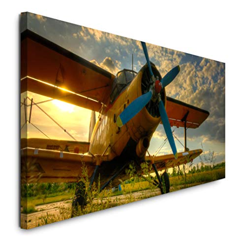 Paul Sinus Art GmbH altes Flugzeug 120x 50cm Panorama Leinwand Bild XXL Format Wandbilder Wohnzimmer Wohnung Deko Kunstdrucke von Paul Sinus Art GmbH