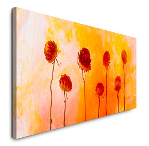 Paul Sinus Art GmbH rote Blumen 120x 50cm Panorama Leinwand Bild XXL Format Wandbilder Wohnzimmer Wohnung Deko Kunstdrucke von Sinus Art