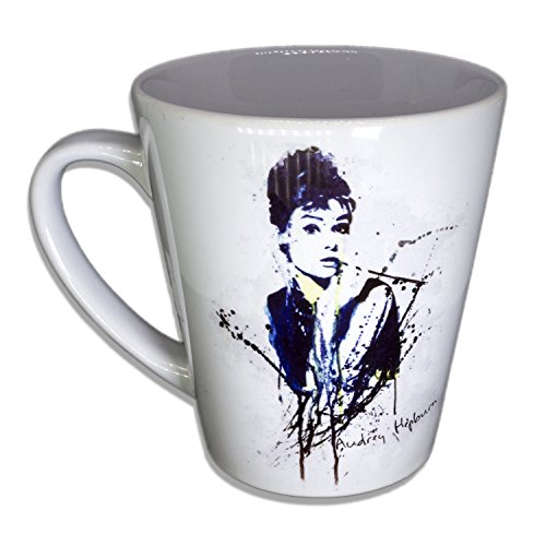 Audrey Hepburn - Unikat Handarbeit Designer Tasse aus brillanten Porzellan - Tasse, Becher, Kaffeetasse, Teetasse Keramik Tasse, 330ml, Geschenk für Freunde von Paul Sinus Art Keramik