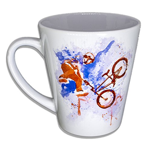 BMX_I - Unikat Handarbeit Designer Tasse aus brillanten Porzellan - Tasse, Becher, Kaffeetasse, Teetasse Keramik Tasse, 330ml, Geschenk für Freunde von Paul Sinus Art Keramik